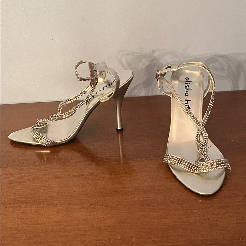 Alisha Hill Gold Rhinestone 4” Heels